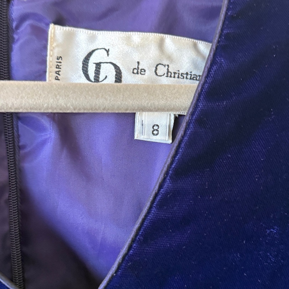 Vintage Christian Dior, Elegant deep, Purple Velvet Dress size 8 - Picture 3 of 9